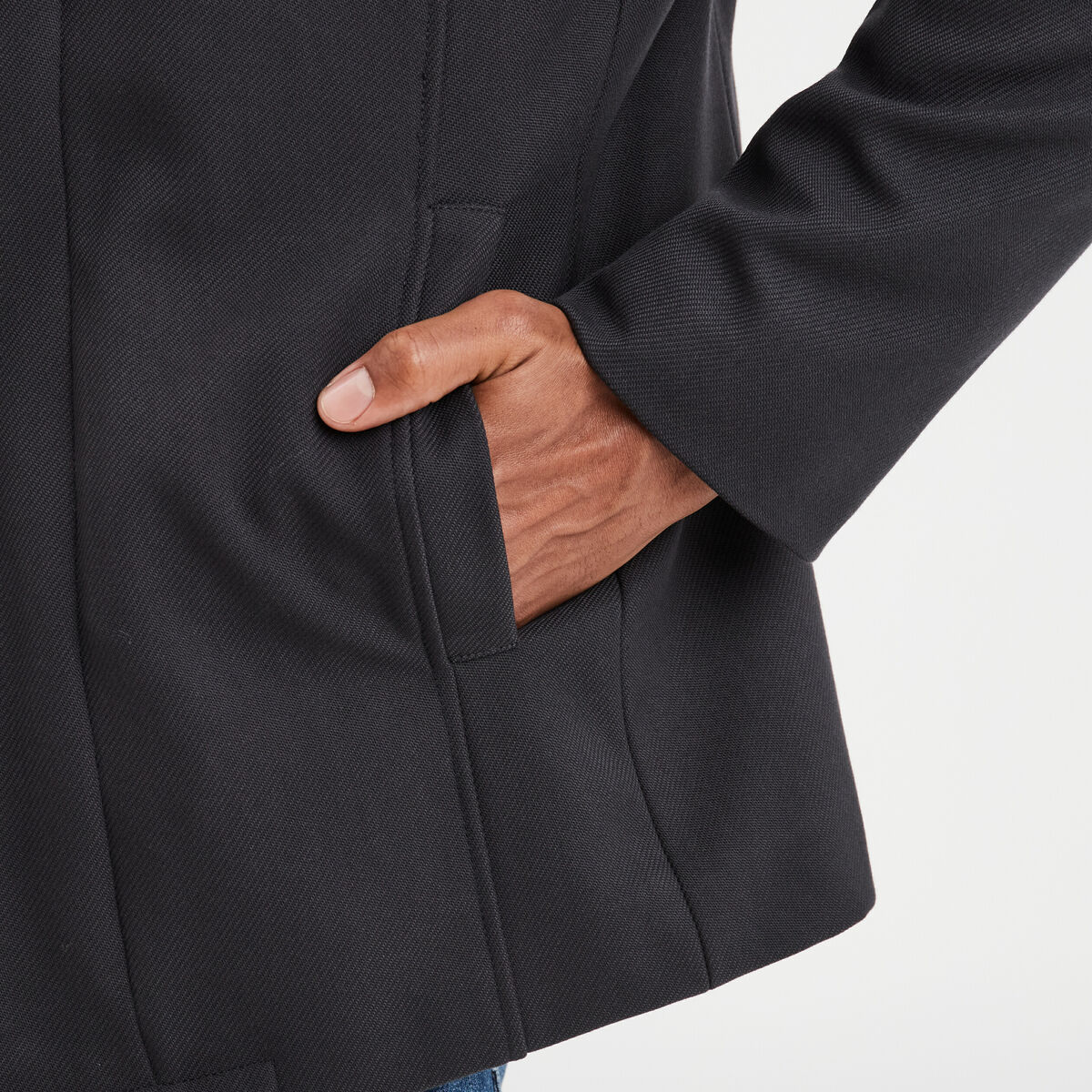 Veste droite courte zippée col montant gris foncé homme