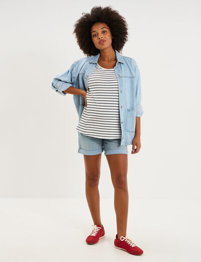 Short de grossesse en jean denim stone femme maternit&eacute;