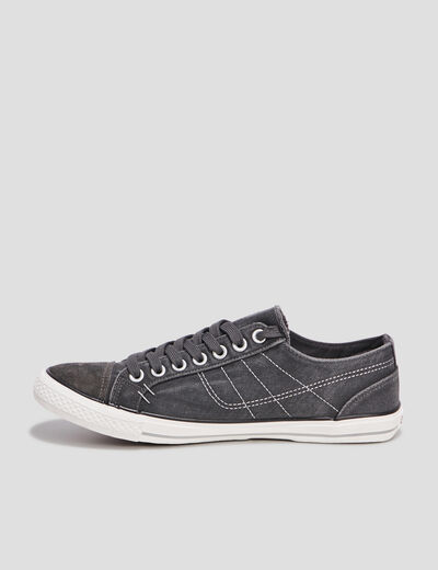Tennis basses en toile &agrave; lacets gris homme