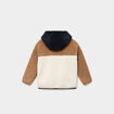 Gilet oversize zipp&eacute; polaire &agrave; capuche taupe gar&ccedil;on