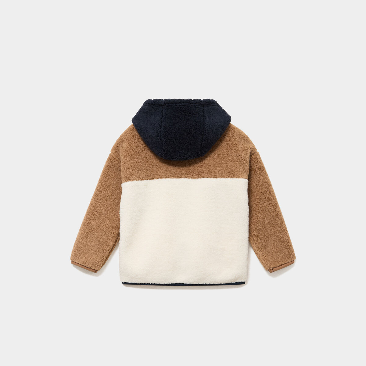 Gilet oversize zipp&eacute; polaire &agrave; capuche taupe gar&ccedil;on