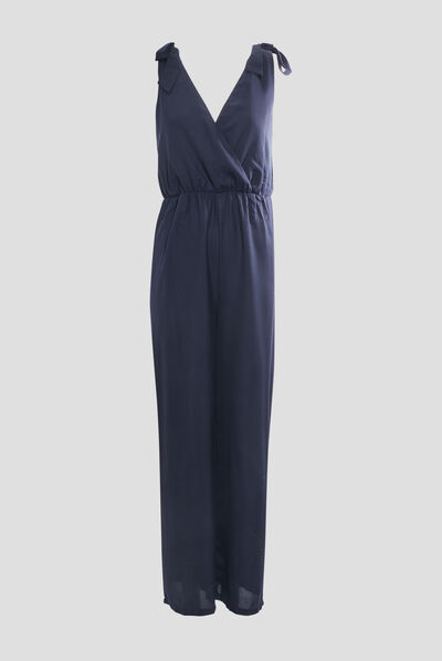 Combinaison pantalon droite bleu marine femme