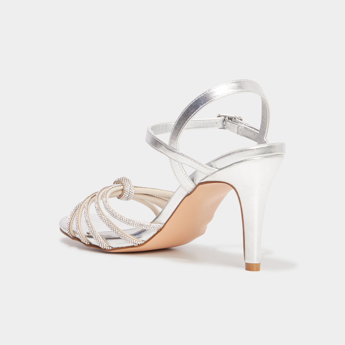 Sandales métallisées à talons Mosquitos gris argent femme