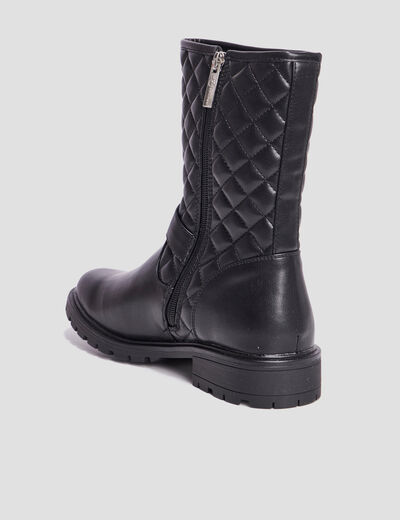 Bottines matelassées avec boucles noir femme