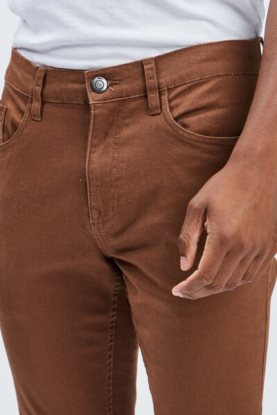Pantalon droit en coton camel homme