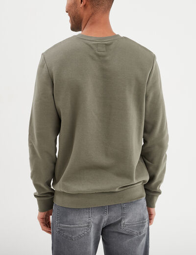 Sweat avec col rond vert kaki homme