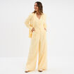 Pantalon large avec pinces jaune clair femme