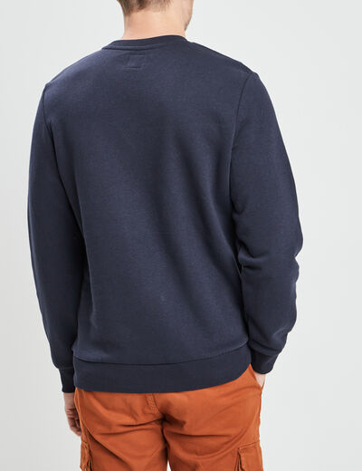 Sweat molleton col rond bleu marine homme