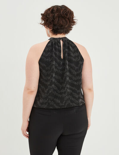 Débardeur encolure américaine cintré noir femme grande taille