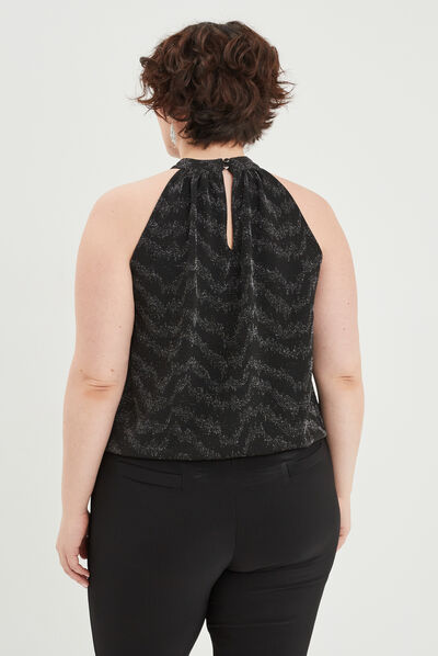 Débardeur encolure américaine cintré noir femme grande taille