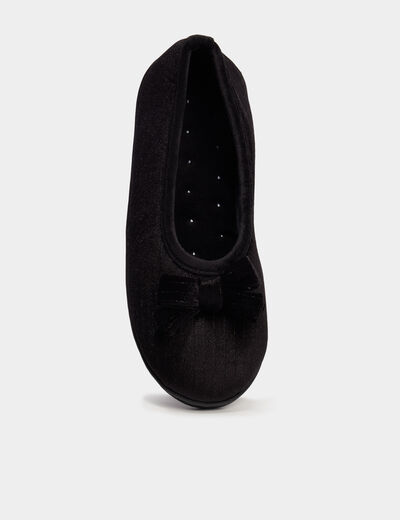Chaussons ballerines avec noeuds noir femme