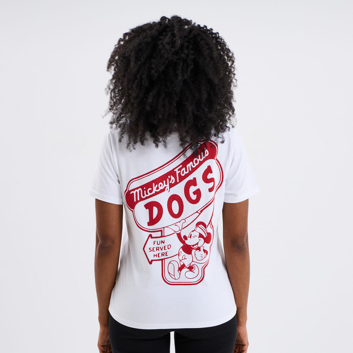 T-shirt manches courtes coton Mickey blanc femme
