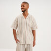 Chemise droite col cubain coton beige homme