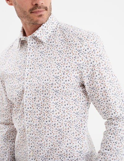 Chemise ajust&eacute;e manches longues ecru homme