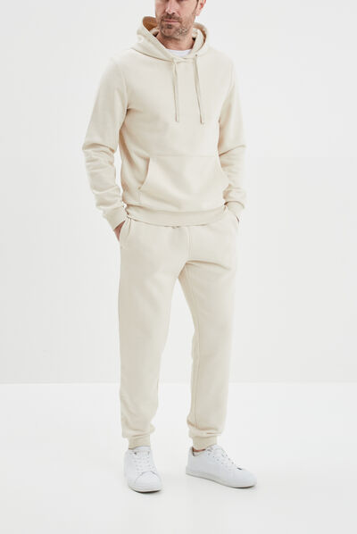 Jogging droit molleton ecru homme
