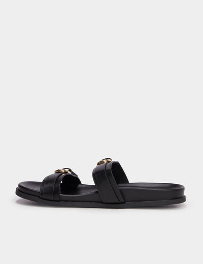 Mules avec boucles noir femme