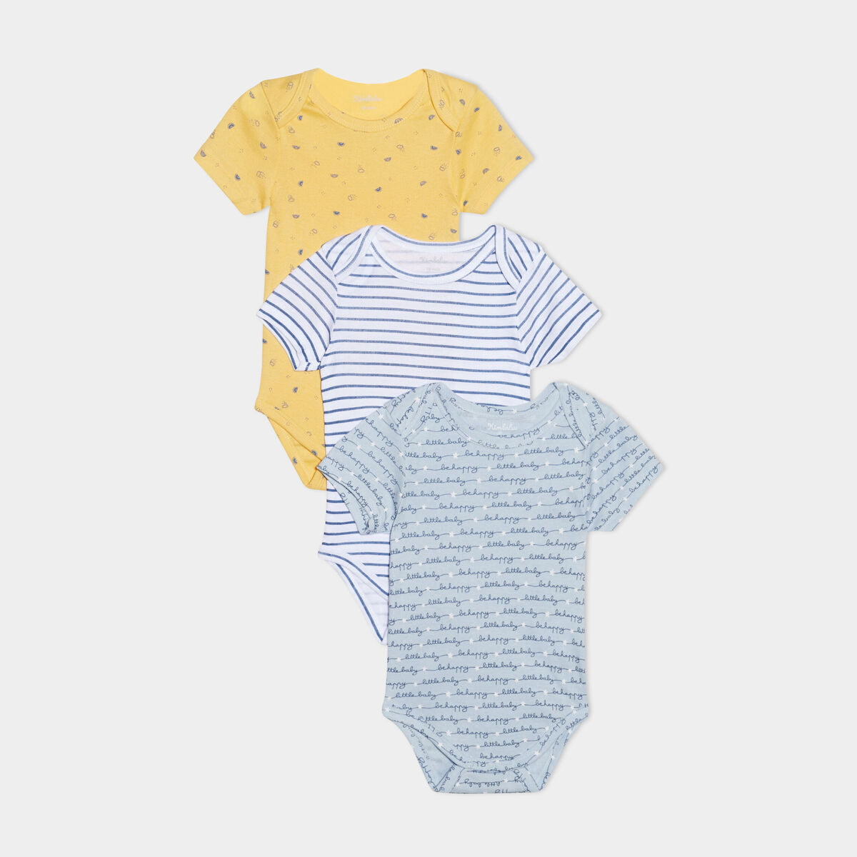 Lot 3 bodies US coton bleu ciel bébé garçon