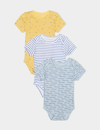 Lot 3 bodies US coton bleu ciel bébé garçon