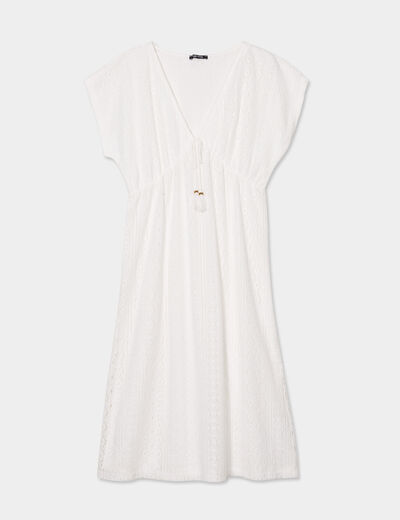 Robe dentelle manches courtes Liberto blanc femme