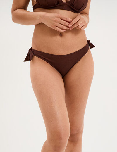 Bas de maillot de bain m&eacute;tallis&eacute; marron femme