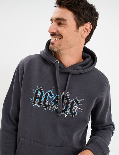 Sweat hoodie 1 poche AC/DC gris fonc&eacute; homme