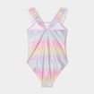Maillot de bain une pi&egrave;ce &agrave; volants rose fille