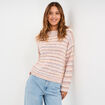 Pull droit col rond manches longues multicolore femme