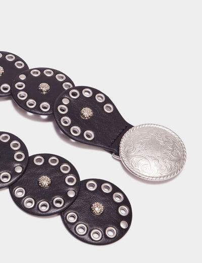 Ceinture avec oeillets noir femme