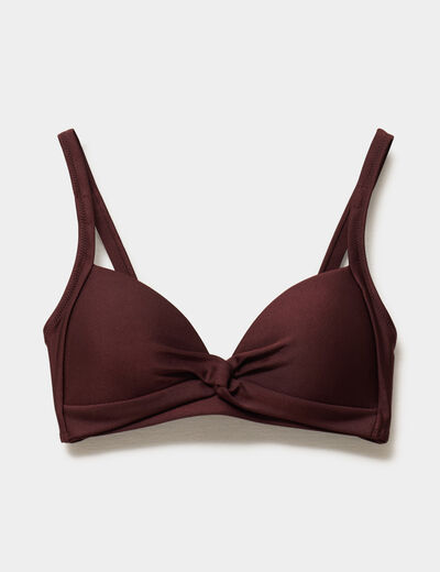 Haut de maillot de bain embo&icirc;tant padd&eacute; marron femme