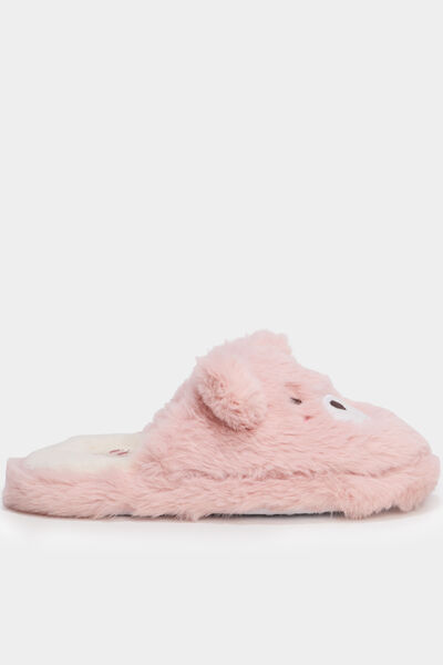 Chaussons mules effet fausse fourrure mauve fille