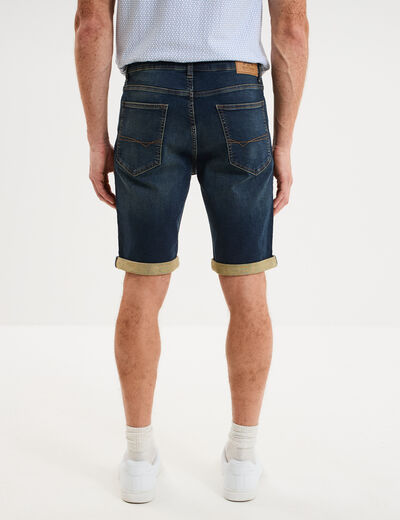 Bermuda droit &agrave; coulisse en jean denim used homme