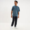 T-shirt droit col rond 1 poche coton vert fonc&eacute; homme
