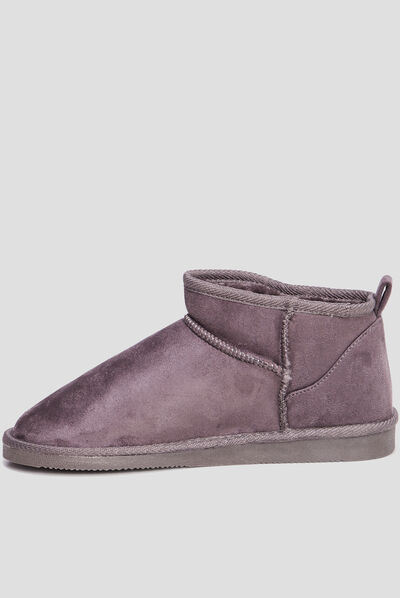 Bottines imitation fourrure gris femme