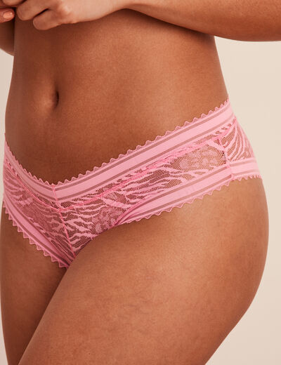 Shorty en dentelle rose femme