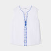 Blouse brodée col tunisien coton blanc femme grande taille
