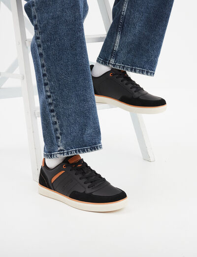 Tennis basses &agrave; lacets noir homme