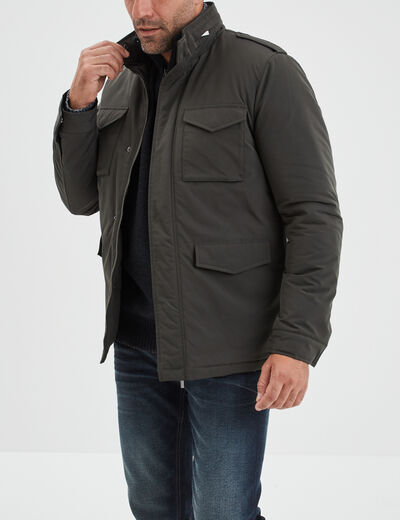 Veste saharienne poches à rabats vert kaki homme