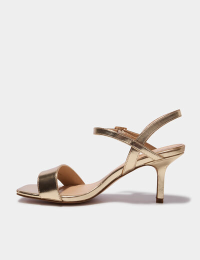 Sandales &agrave; talons aiguilles avec bride jaune or femme