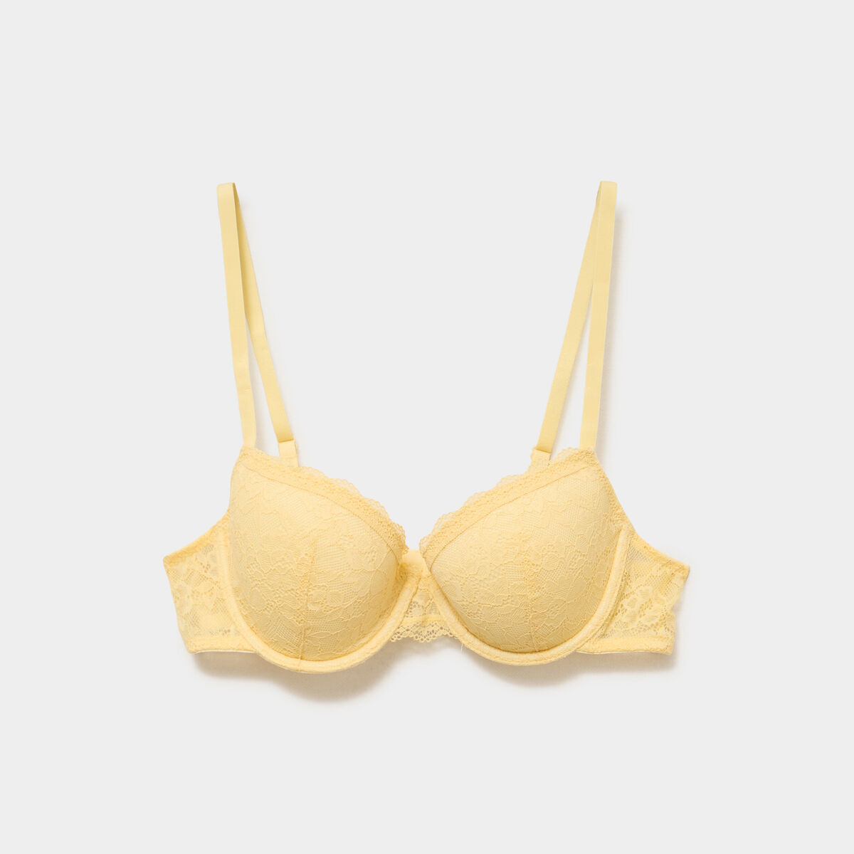 Soutien-gorge corbeille padd&eacute; dentelle jaune femme