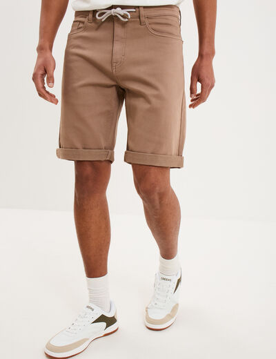 Bermuda en jean straight 5 poches marron homme