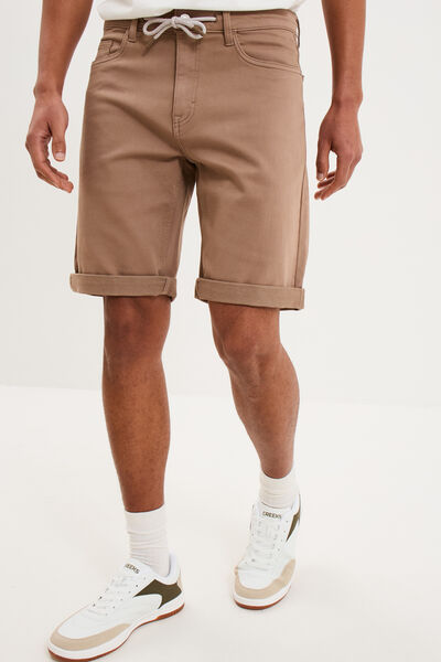 Bermuda en jean straight 5 poches marron homme