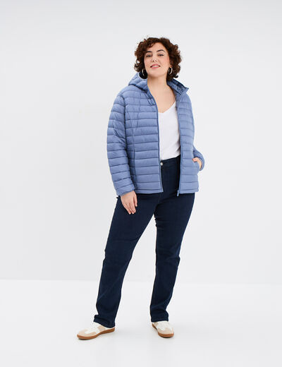 Doudoune déperlante légère à capuche bleu gris femme grande taille