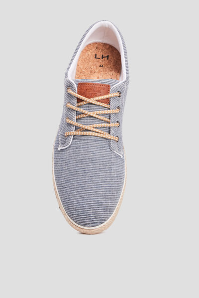 Tennis derbies en toile à lacets bleu homme