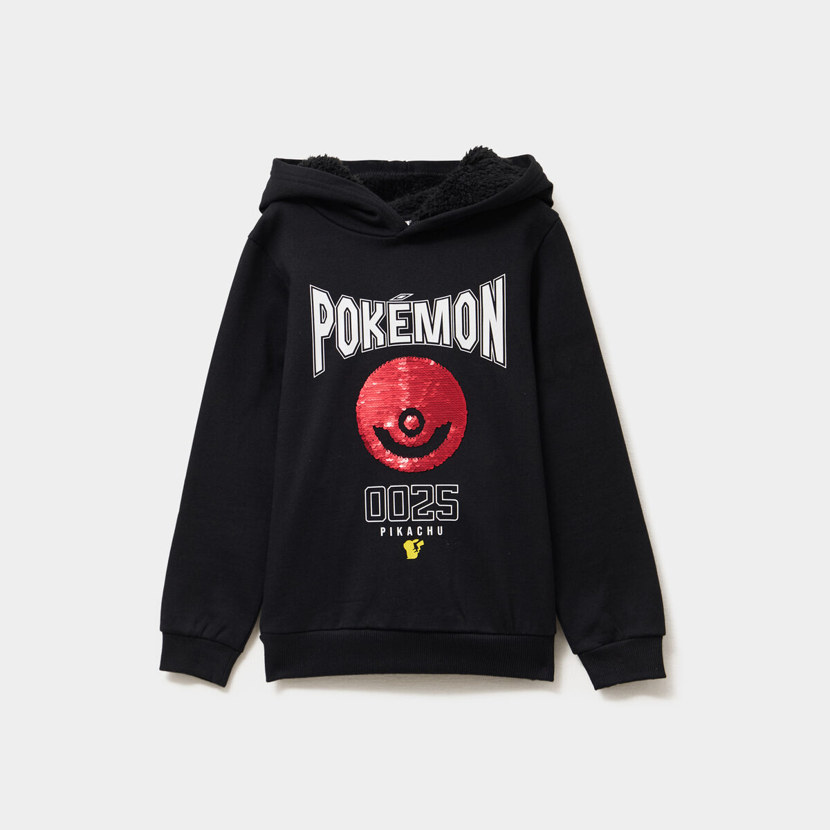 Sweat hoodie sequins r&eacute;versibles Pok&eacute;mon noir gar&ccedil;on