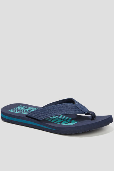 Tongs brides en jean Wamea Beach bleu homme