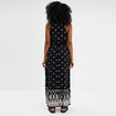 Robe midi évasée sans manches noir femme