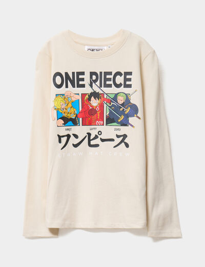 T-shirt manches longues One Piece ecru garçon