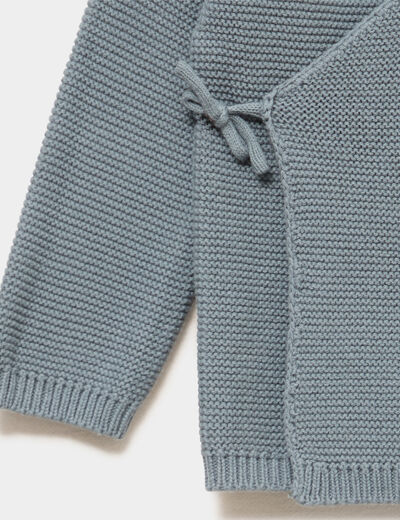Brassi&egrave;re naissance tricot nou&eacute;e coton vert fonc&eacute; b&eacute;b&eacute;