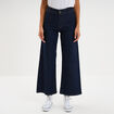 Jeans flare 7/8&egrave;me taille haute coton denim brut femme