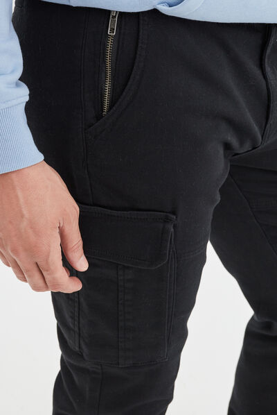 Pantalon cargo à coulisse noir homme